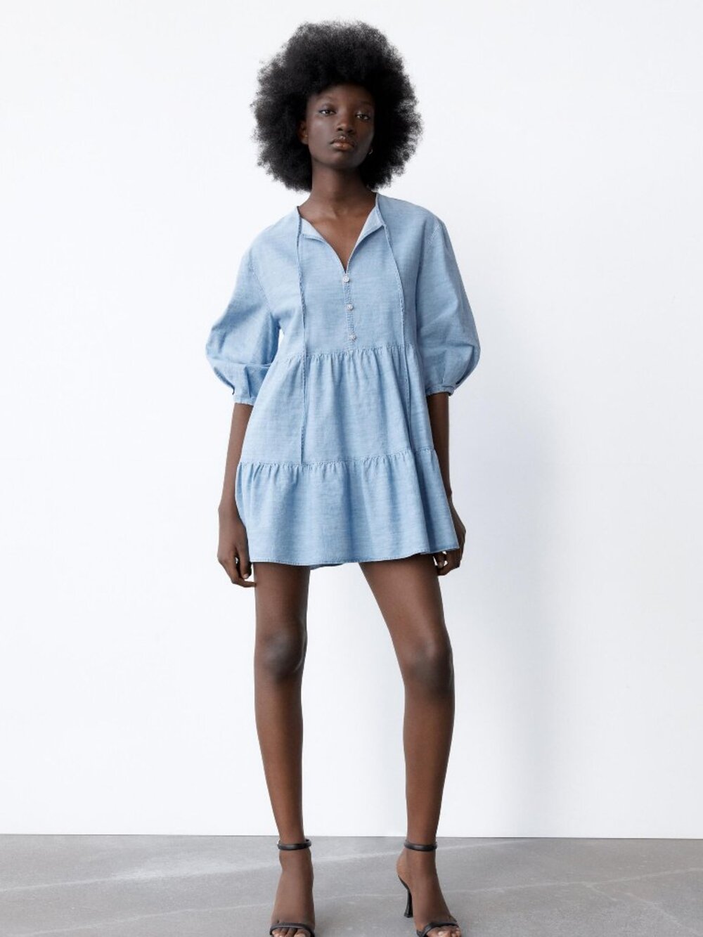 Zara Tiered Denim Dress S